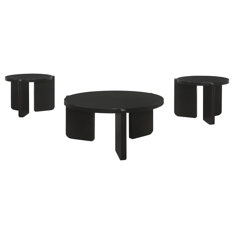 Cordova 3-piece Solid Wood Coffee and End Table Set Black - 709678-S3