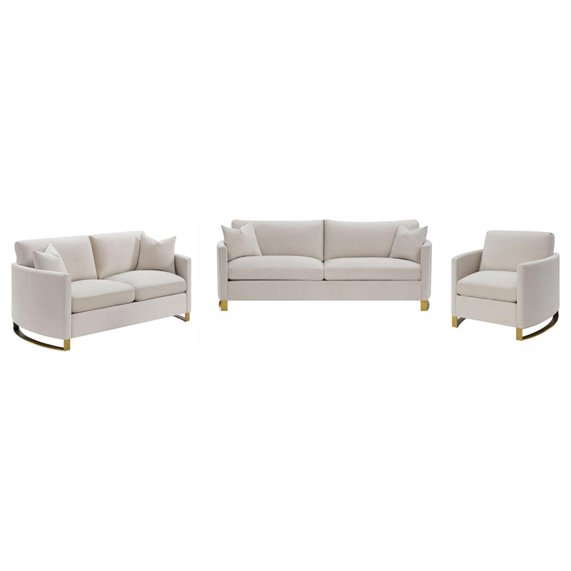 Corliss 3-piece Upholstered Arched Arm Sofa Set Beige - 508821-S3