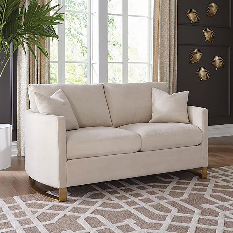 Corliss Upholstered Curved Track Arm Loveseat Beige - 508822