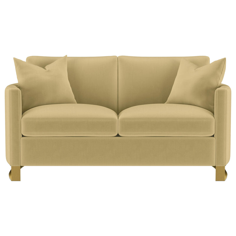 Corliss Upholstered Curved Track Arm Loveseat Camel - 508825