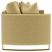 Corliss Upholstered Curved Track Arm Loveseat Camel - 508825