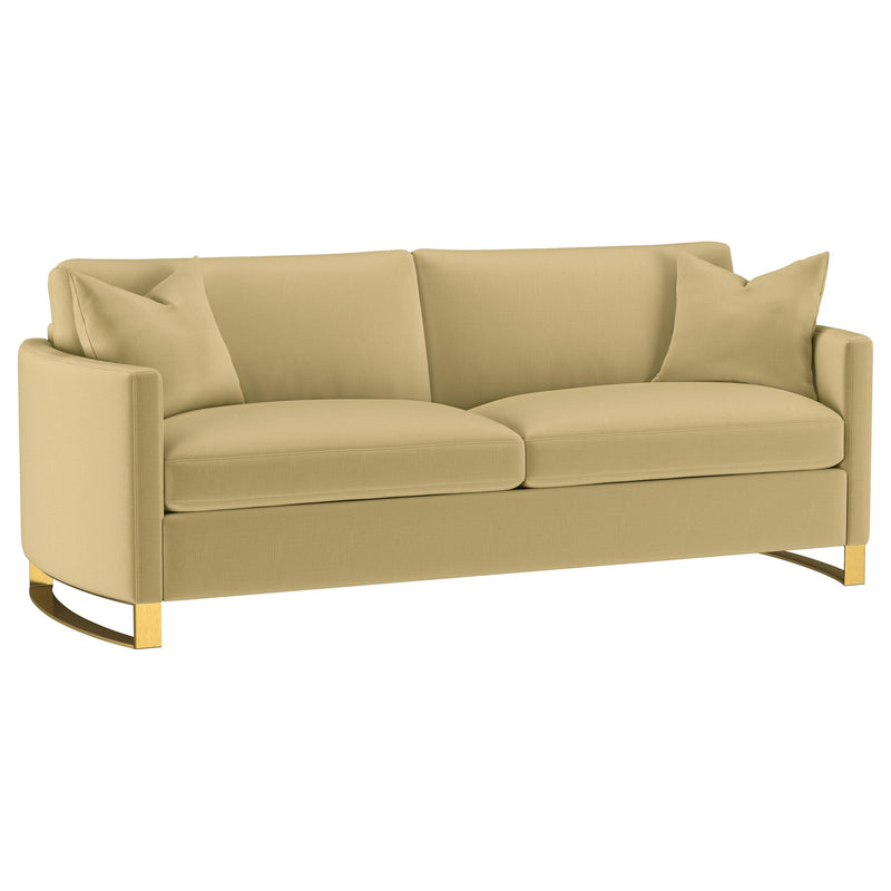 Corliss Upholstered Curved Track Arm Sofa Camel - 508824