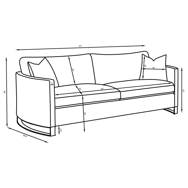 Corliss Upholstered Curved Track Arm Sofa Camel - 508824