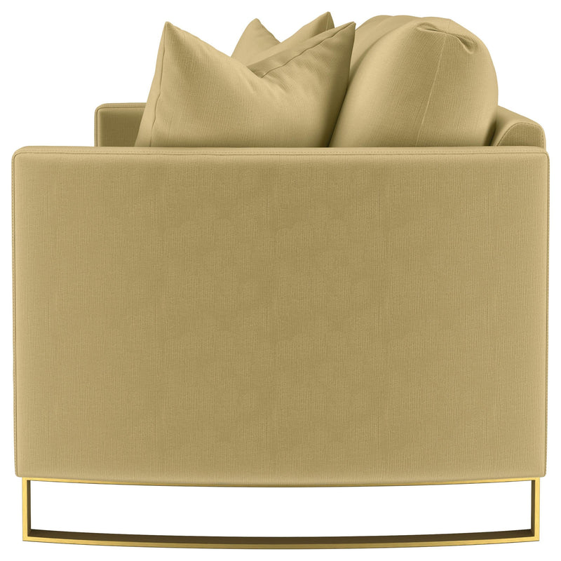 Corliss Upholstered Curved Track Arm Sofa Camel - 508824