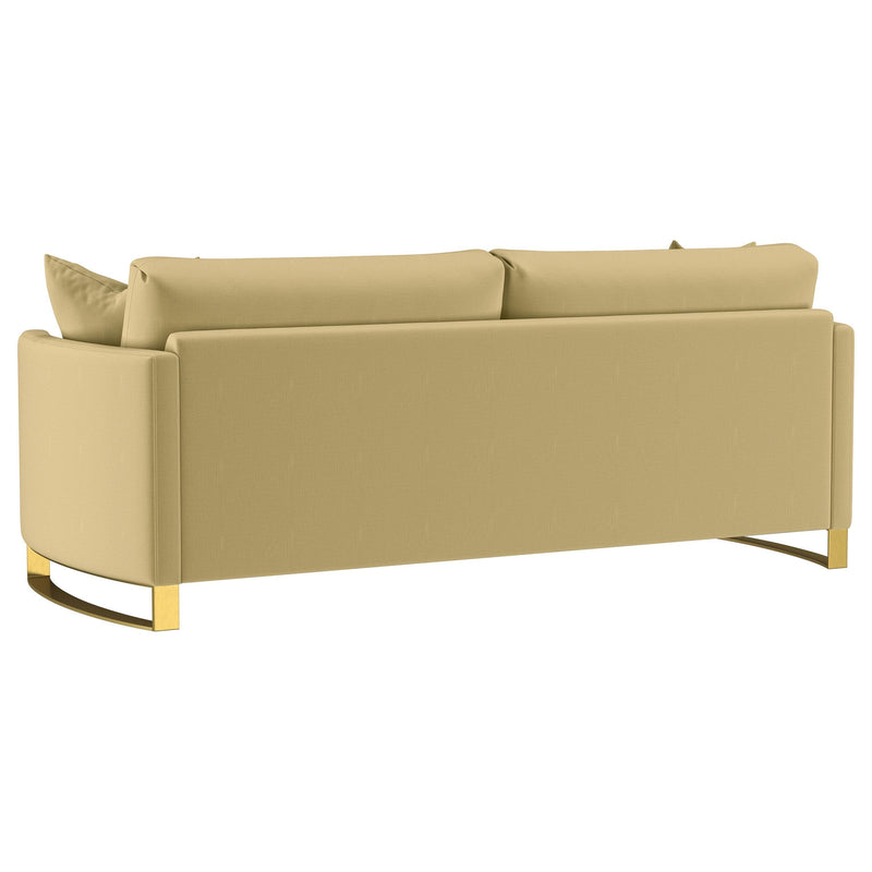 Corliss Upholstered Curved Track Arm Sofa Camel - 508824