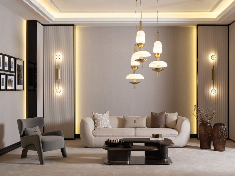 Corte 4-pieces (Four Seater lounge Sofa & 1 Four Seater Sofa &  2 Chair) Livingroom in Cream - 200-GAB-COR-4L411