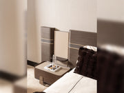 Corte Bedroom (Queen Frame With Headboard & Dresser With Mirror & Ottoman & 2 Nightstand) - 200-GAB-COR-QB-SET