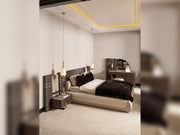 Corte Bedroom (Queen Frame With Headboard & Dresser With Mirror & Ottoman & 2 Nightstand) - 200-GAB-COR-QB-SET