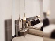 Corte Bedroom (Queen Frame With Headboard & Dresser With Mirror & Ottoman & 2 Nightstand) - 200-GAB-COR-QB-SET