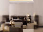 Corte Bedroom (Queen Frame With Headboard & Dresser With Mirror & Ottoman & 2 Nightstand) - 200-GAB-COR-QB-SET