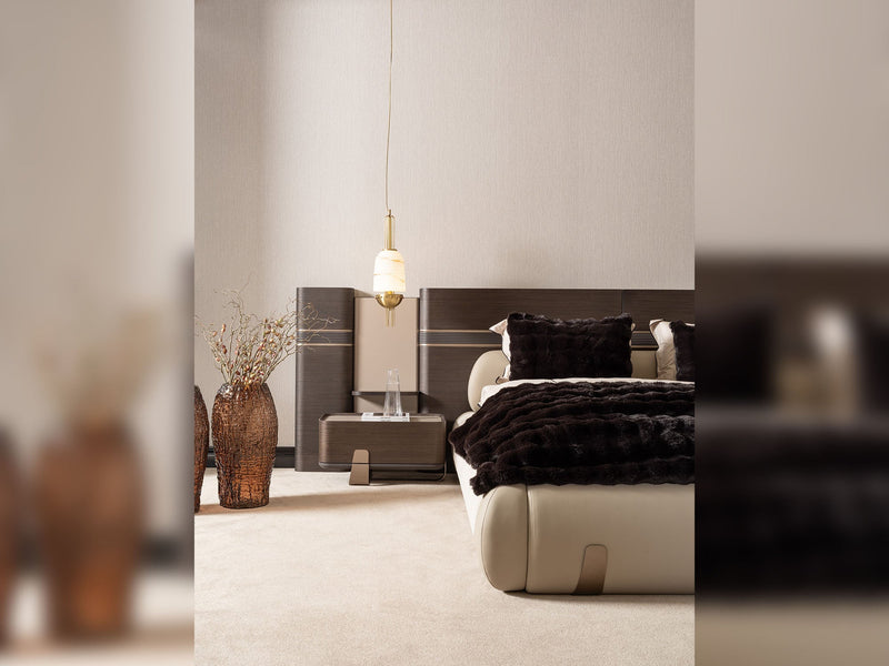 Corte Bedroom (Queen Frame With Headboard & Dresser With Mirror & Ottoman & 2 Nightstand) - 200-GAB-COR-QB-SET