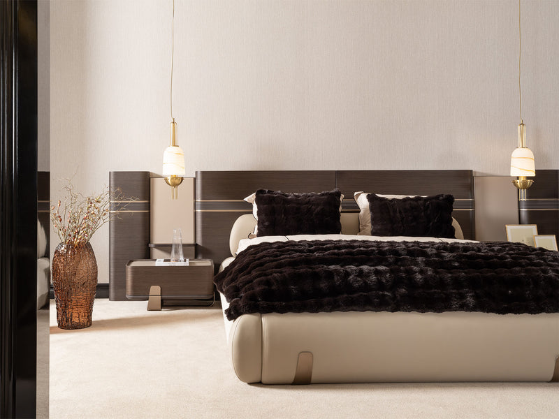 Corte Bedroom (Queen Frame With Headboard & Dresser With Mirror & Ottoman & 2 Nightstand) - 200-GAB-COR-QB-SET