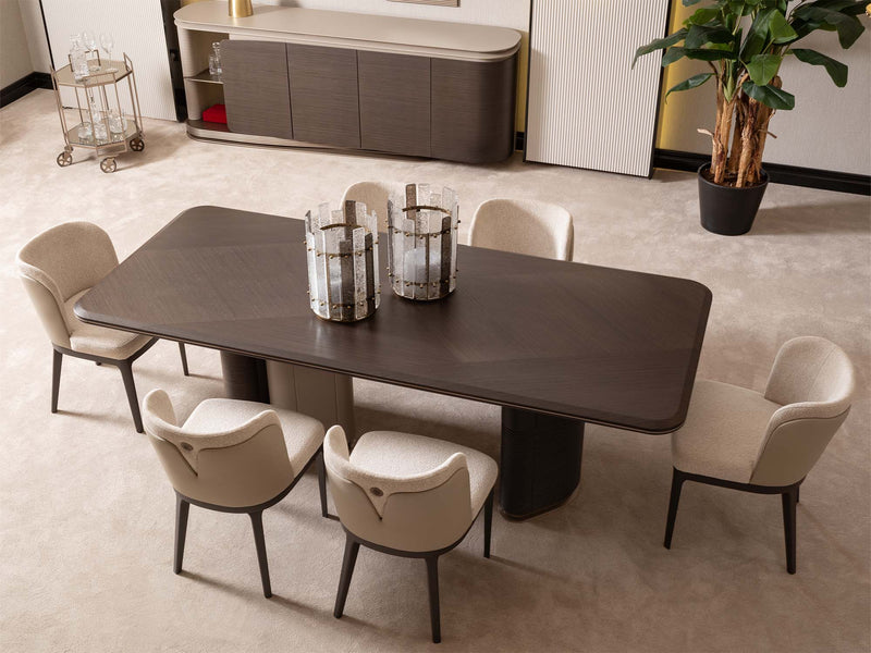 Corte Diningroom (Consol With Mirror & Dining Table & 6 Dining Chair) - 200-GAB-COR-DT-6-SET