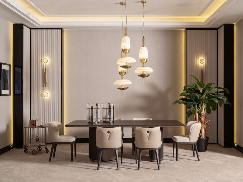 Corte Diningroom (Consol With Mirror & Dining Table & 6 Dining Chair) - 200-GAB-COR-DT-6-SET