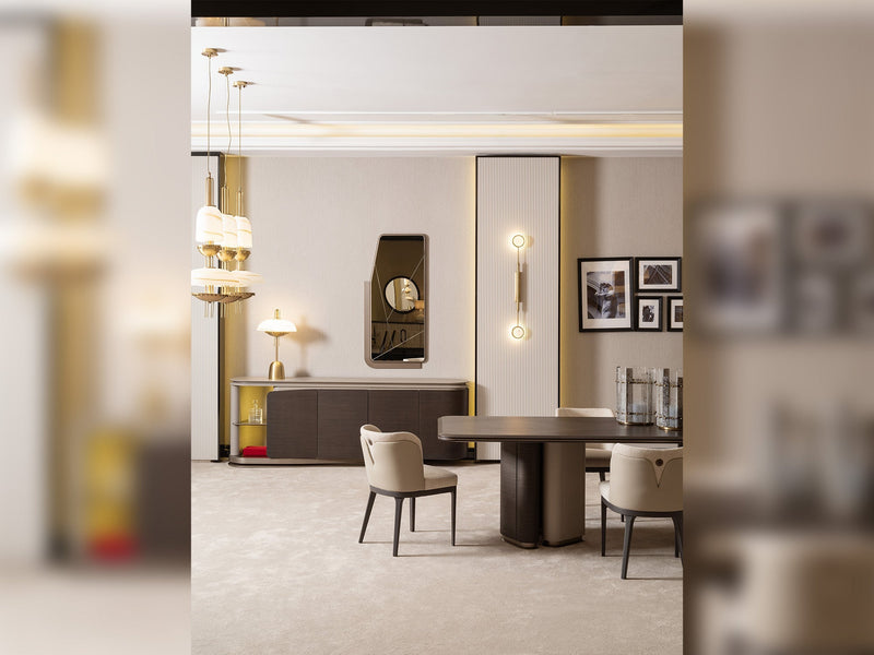 Corte Diningroom (Consol With Mirror & Dining Table & 6 Dining Chair) - 200-GAB-COR-DT-6-SET