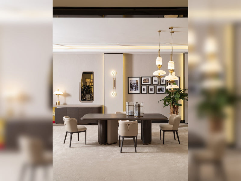Corte Diningroom (Consol With Mirror & Dining Table & 6 Dining Chair) - 200-GAB-COR-DT-6-SET
