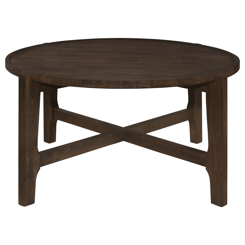 Cota Round Solid Wood Coffee Table Dark Brown - 708288