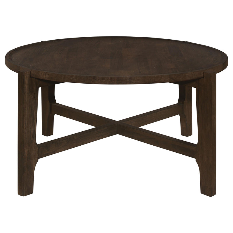 Cota Round Solid Wood Coffee Table Dark Brown - 708288