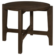 Cota Round Solid Wood End Table Dark Brown - 708287