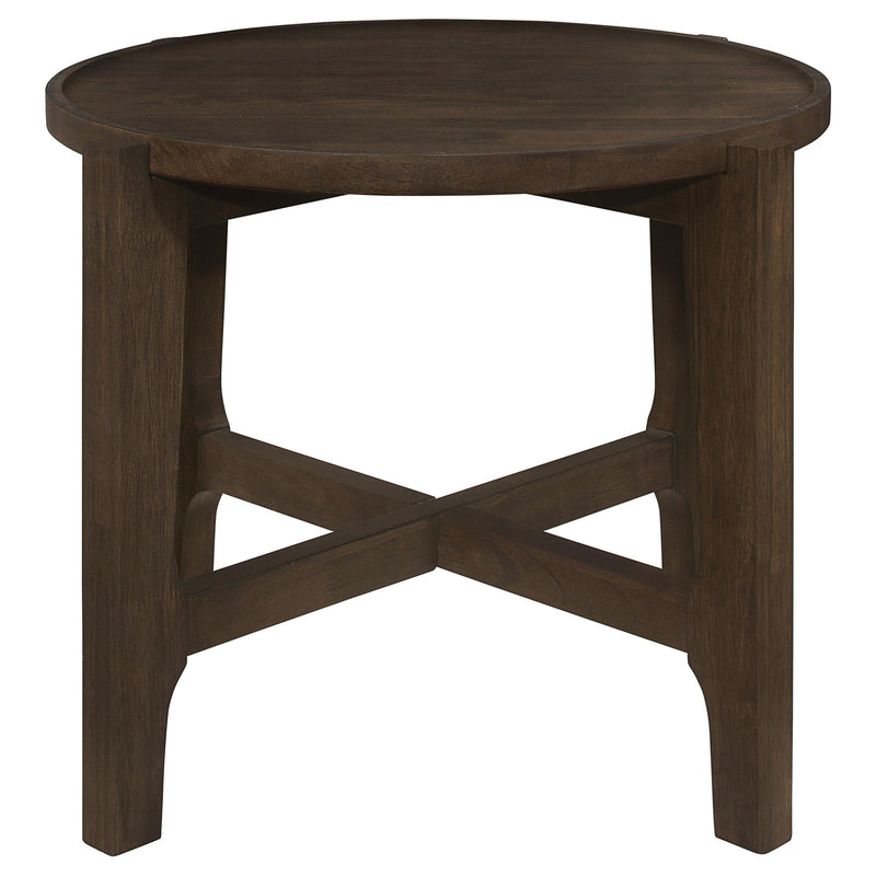 Cota Round Solid Wood End Table Dark Brown - 708287