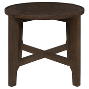 Cota Round Solid Wood End Table Dark Brown - 708287