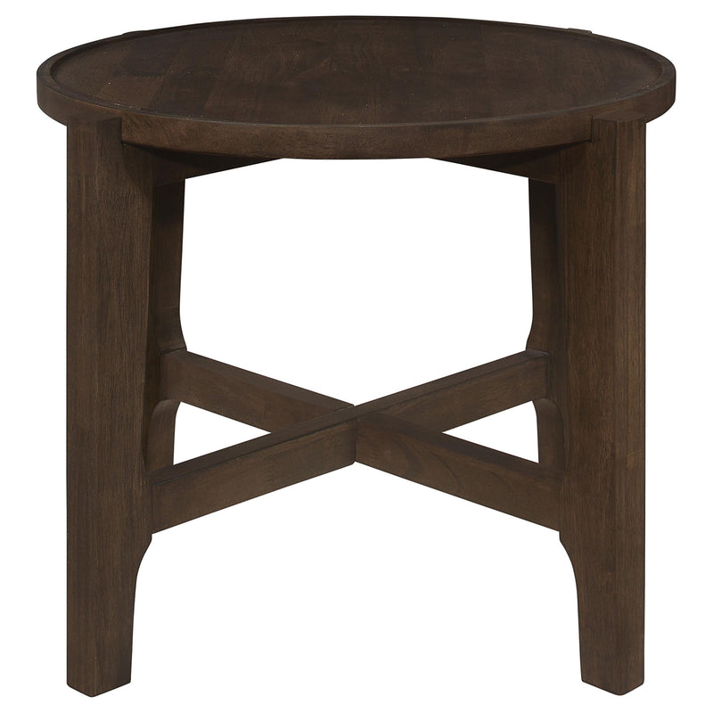 Cota Round Solid Wood End Table Dark Brown - 708287