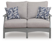 Cove Beach Outdoor Sofa and Loveseat with Coffee Table in Gray - PKG024584