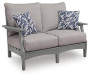 Cove Beach Outdoor Sofa and Loveseat with Coffee Table in Gray - PKG024584