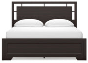 Covetown California King Panel Bed with Dresser and Nightstand in Dark Brown - PKG019184