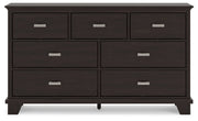 Covetown Twin Panel Bed with Dresser and Nightstand in Dark Brown - PKG019186