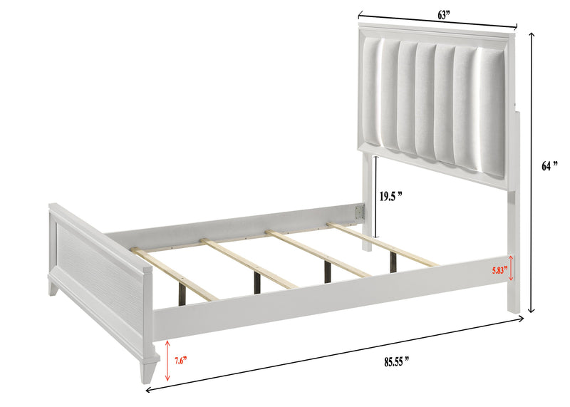 Cressida White Queen Upholstered LED Panel Bed - DMV FurnitureQueen Bed