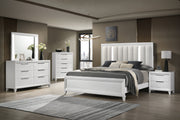 Cressida White Queen Upholstered LED Panel Bed - DMV FurnitureQueen Bed
