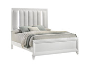 Cressida White Queen Upholstered LED Panel Bed - DMV FurnitureQueen Bed
