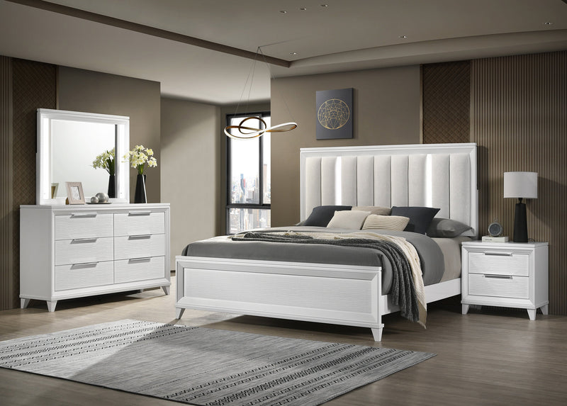 Cressida White Upholstered LED Panel Bedroom Set - DMV FurnitureBedroom Set