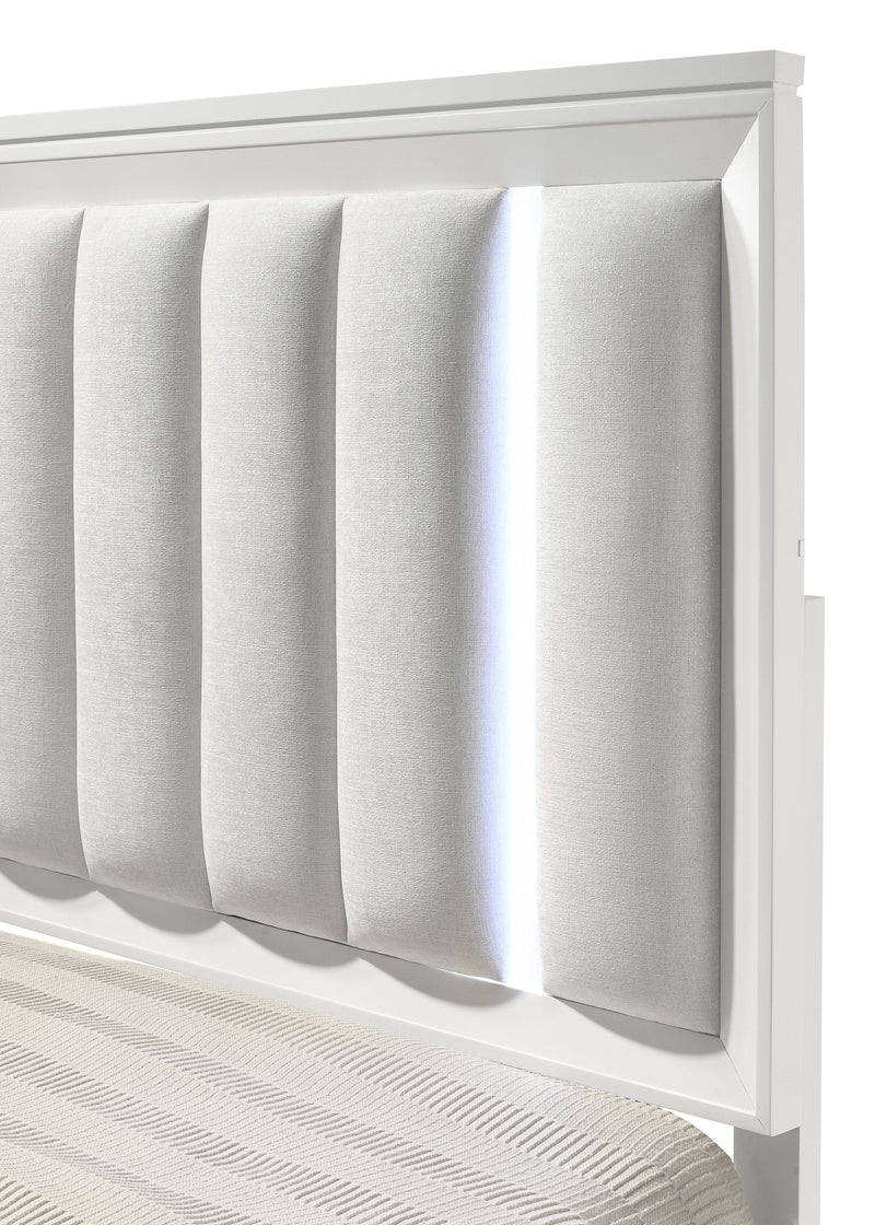 Cressida White Upholstered LED Panel Bedroom Set - DMV FurnitureBedroom Set