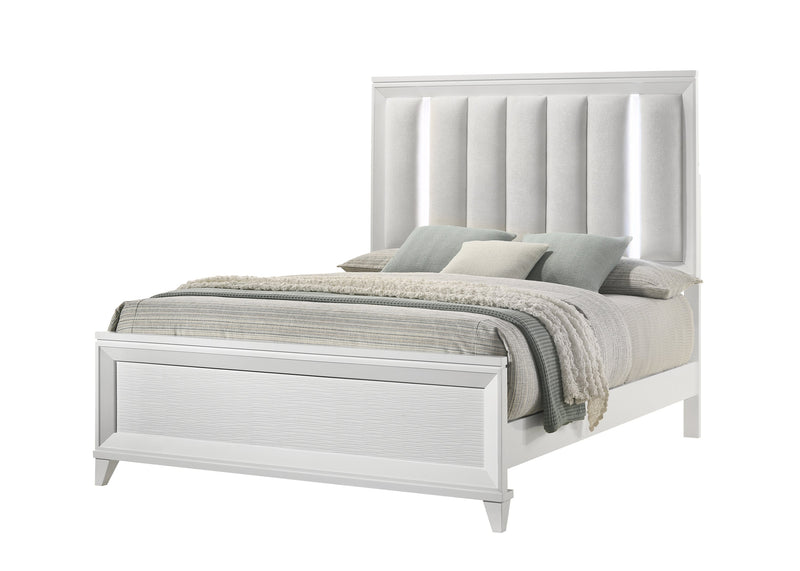 Cressida White Upholstered LED Panel Bedroom Set - DMV FurnitureBedroom Set