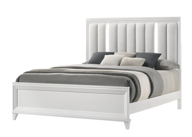Cressida White Upholstered LED Panel Bedroom Set - DMV FurnitureBedroom Set