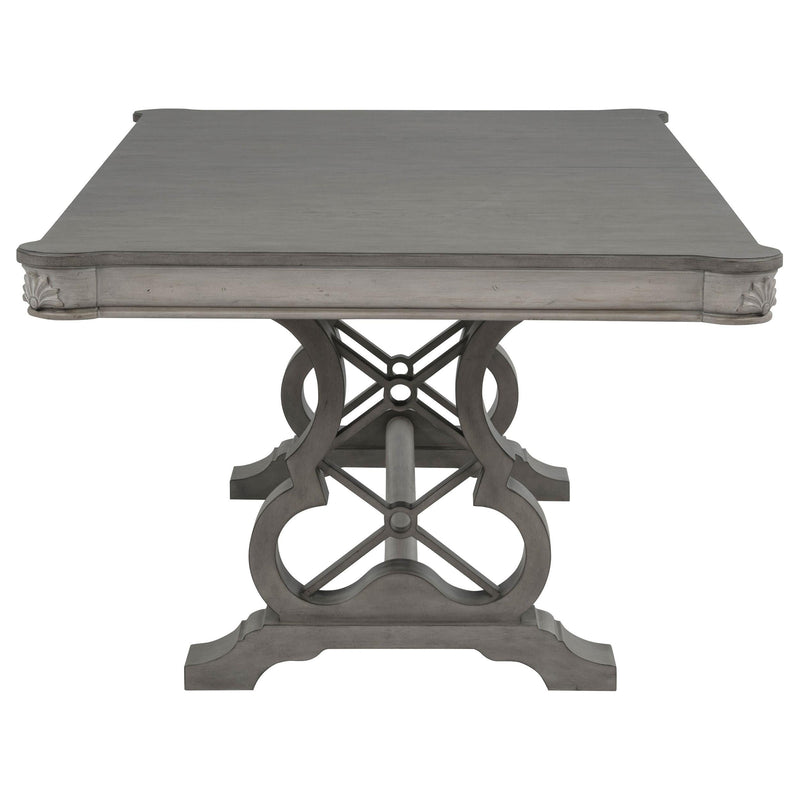 Cresswell 104-inch Double Pedestal Extension Dining Table Weathered Taupe - 107451