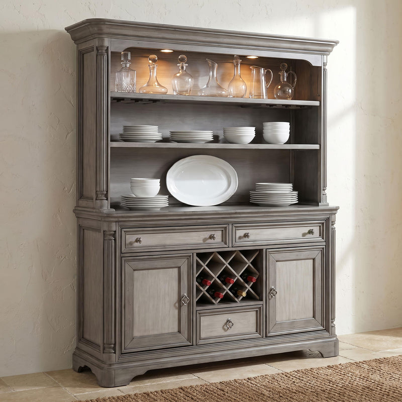Cresswell 2-door 3-drawer Buffet and Hutch Weathered Taupe - 107455