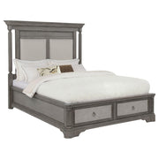 Cresswell Eastern King Upholstered Storage Platform Bed Weathered Taupe - 225140KE