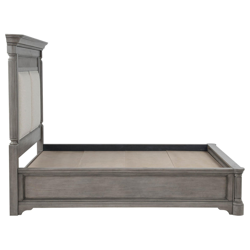 Cresswell Eastern King Upholstered Storage Platform Bed Weathered Taupe - 225140KE