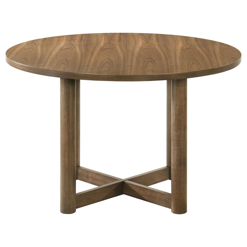 Crestmore 5-piece 46-inch Round Wood Dining Table Set Walnut - 108570-S5