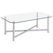 Cronin Rectangular Tempered Glass Top Cocktail Coffee Table Chrome - 706568