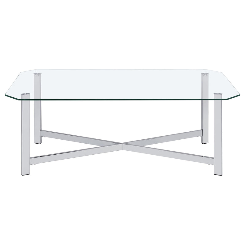 Cronin Rectangular Tempered Glass Top Cocktail Coffee Table Chrome - 706568