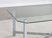 Cronin Rectangular Tempered Glass Top Cocktail Coffee Table Chrome - 706568