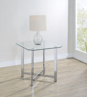 Cronin Square Tempered Glass Top Side End Table Chrome - 706567