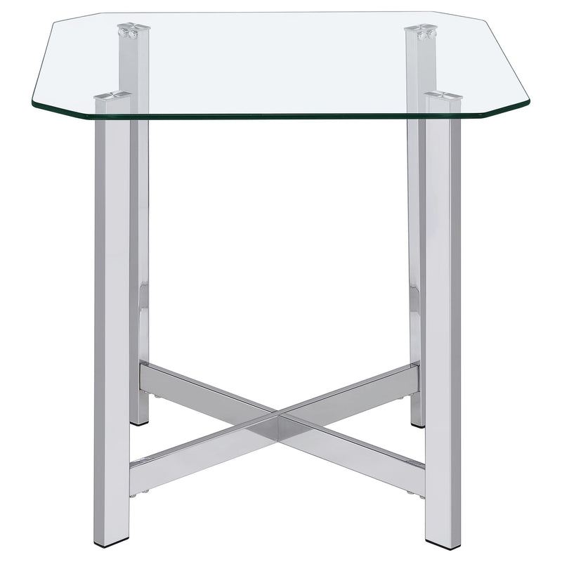 Cronin Square Tempered Glass Top Side End Table Chrome - 706567