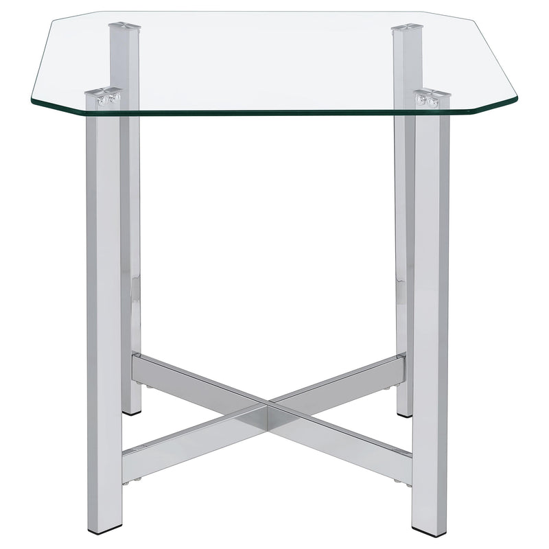 Cronin Square Tempered Glass Top Side End Table Chrome - 706567