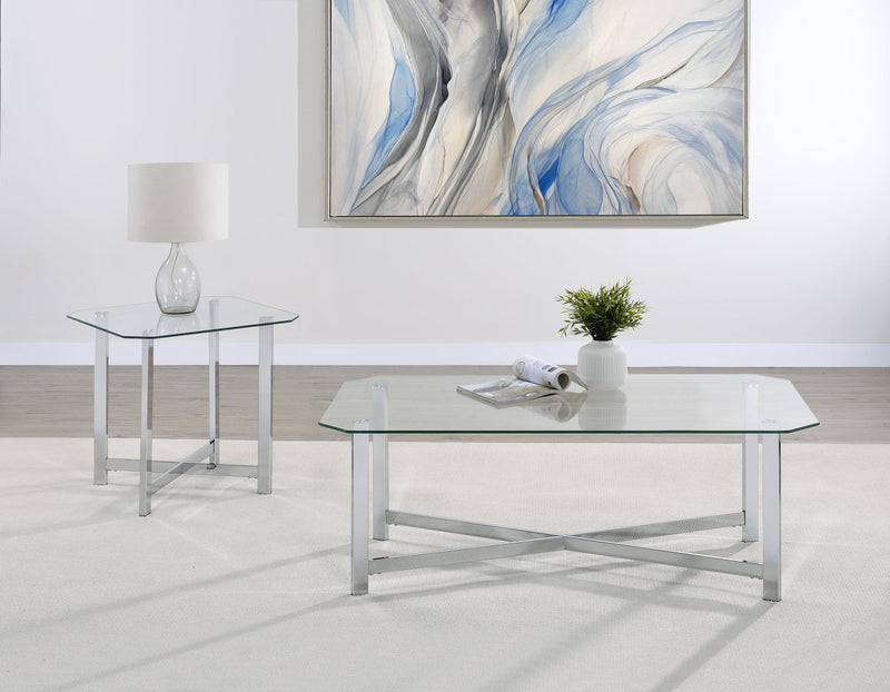 Cronin Square Tempered Glass Top Side End Table Chrome - 706567
