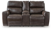Crossplex Smoke Power Reclining Loveseat with Console - PCU6450618